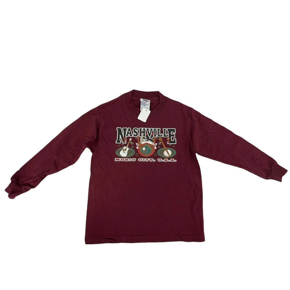 Vintage Nashville Music City T-Shirt Delta Magnum Weight Kids Size S Burgundy